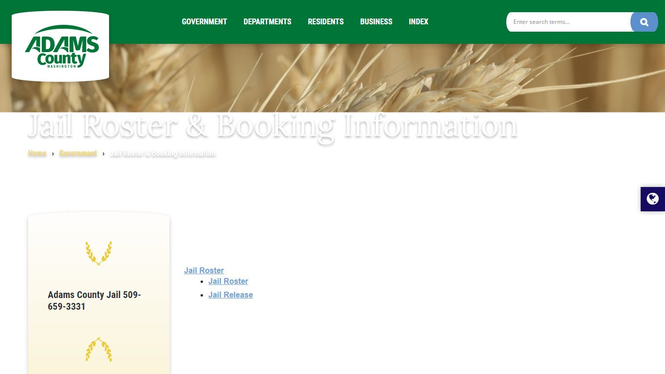 Jail Roster & Booking Information - Adams County, Washington